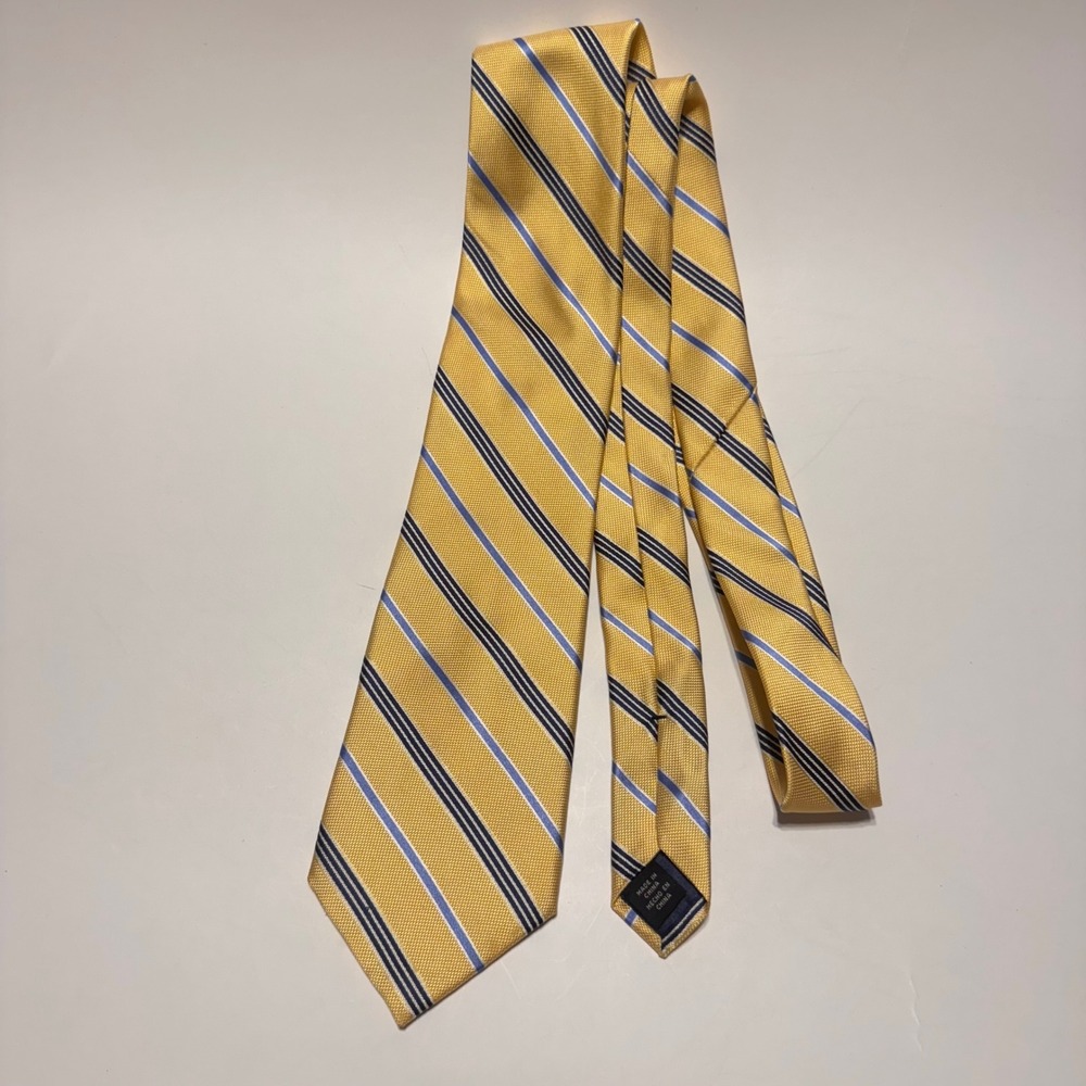 US Polo Assn. Yellow Blue Striped 100%Silk Necktie Formal Business Men - Picture 4 of 7
